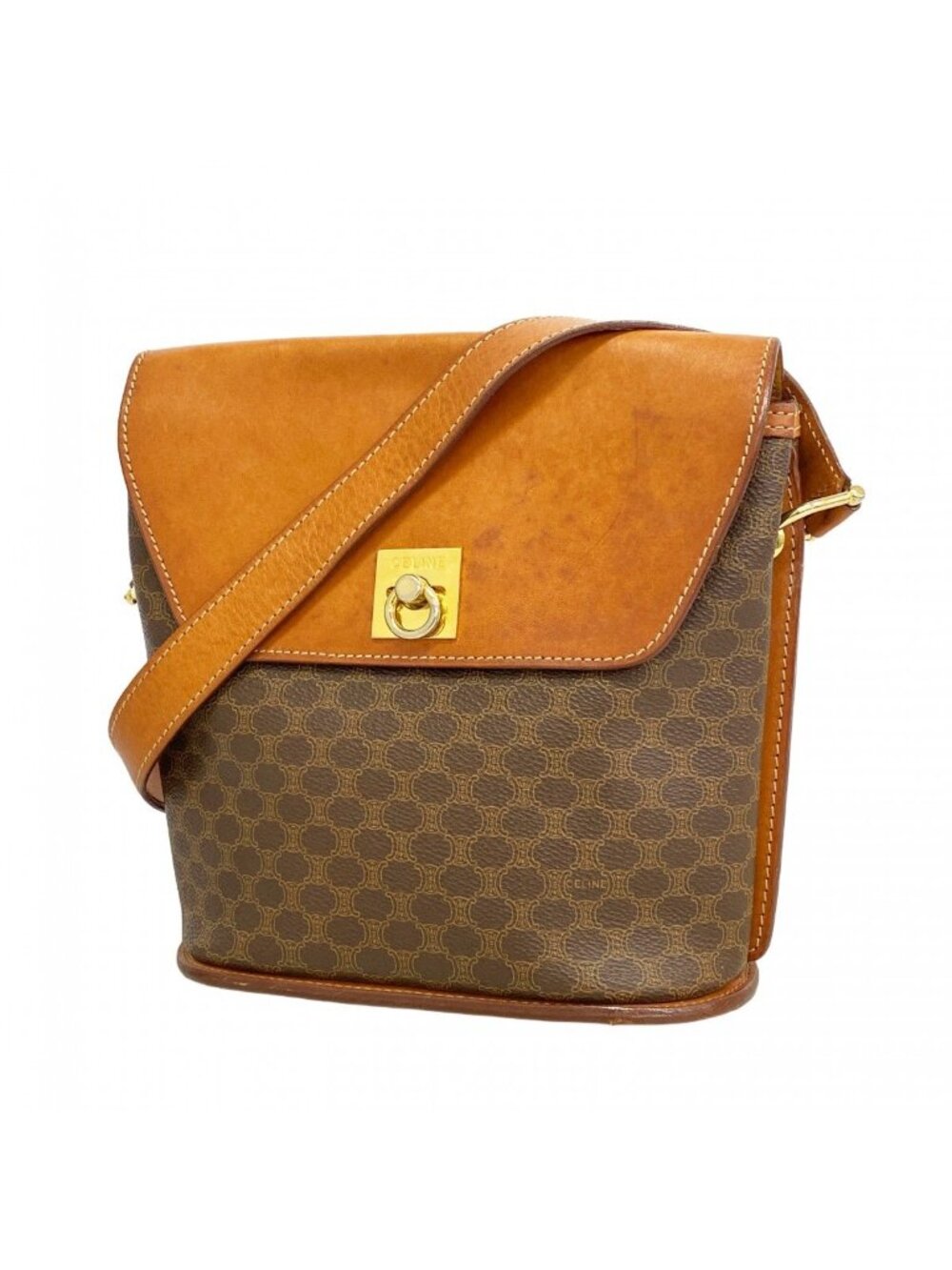 Celine Shoulder Bag Macadam Brown Gold - Picture 1 of 10